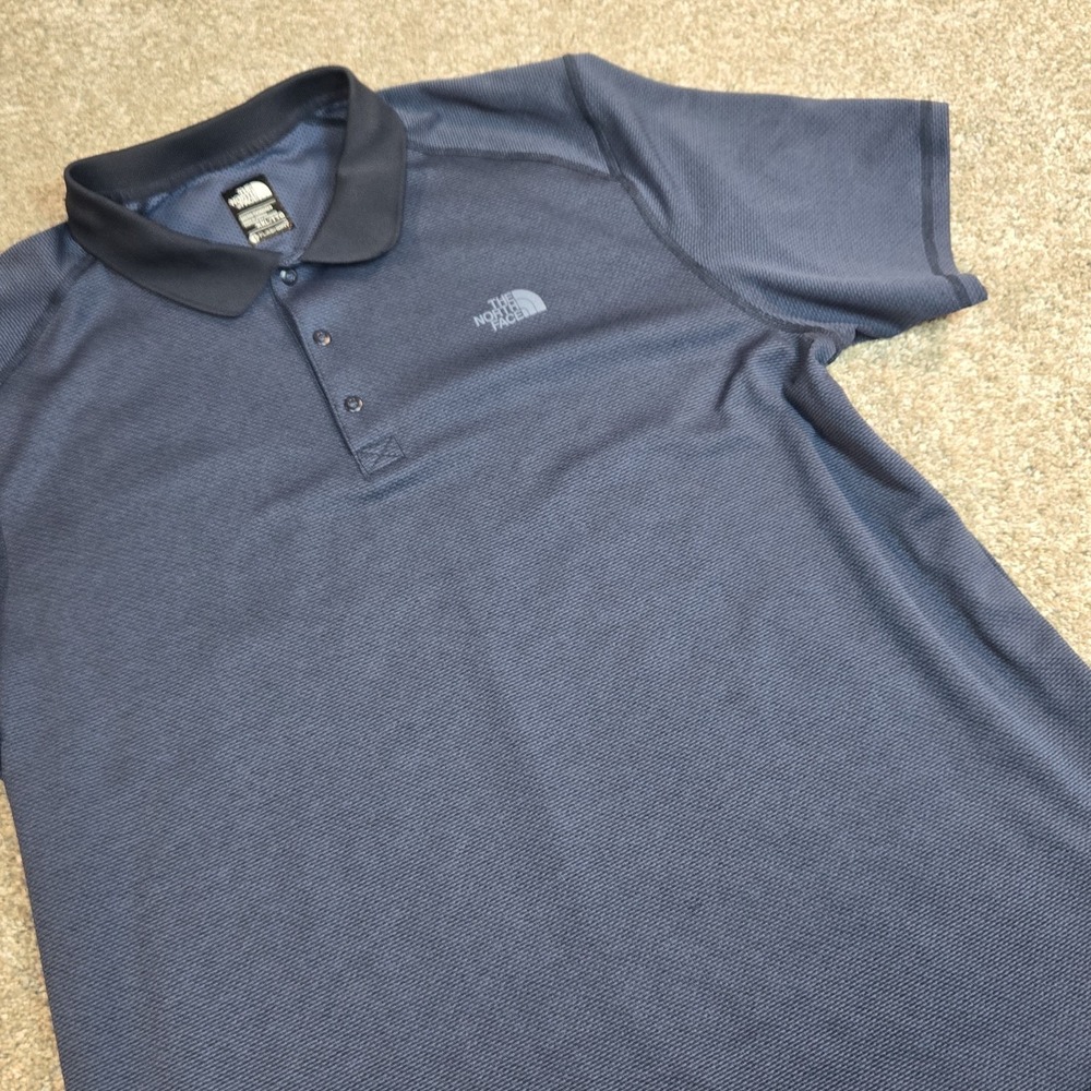 The North Face Polo Shirt Mens 2XL Blue FlashDry Performance Golf Athletic Snap